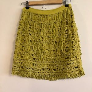 Chartreuse crochet Lace skirt
